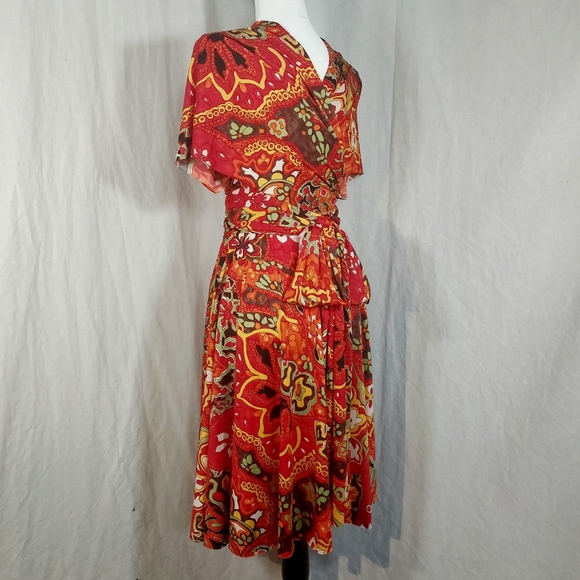 Von Vonni red & gold tropical print transformer dress, O/S (up to 10-12) - Picture 9 of 12